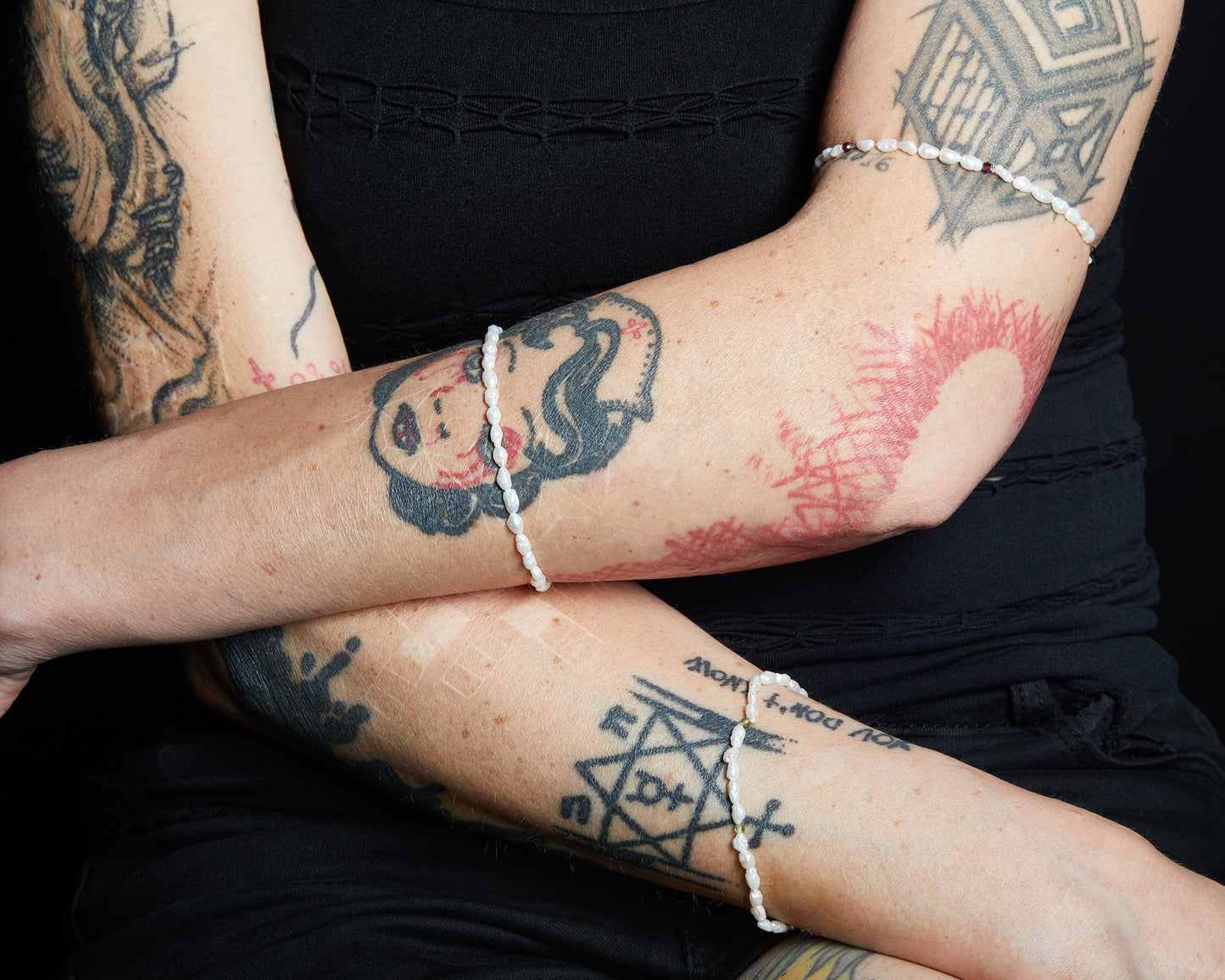 Bracciale Perle di fiume e Rodolite Naturale