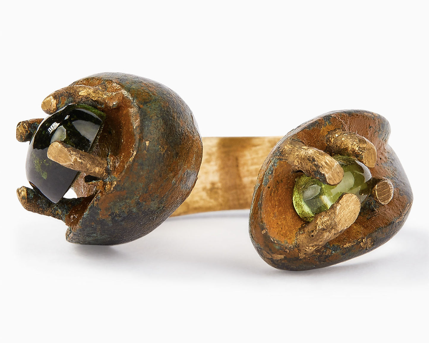 Anello Contrarie con Tormalina e Peridoto | Toi et Moi