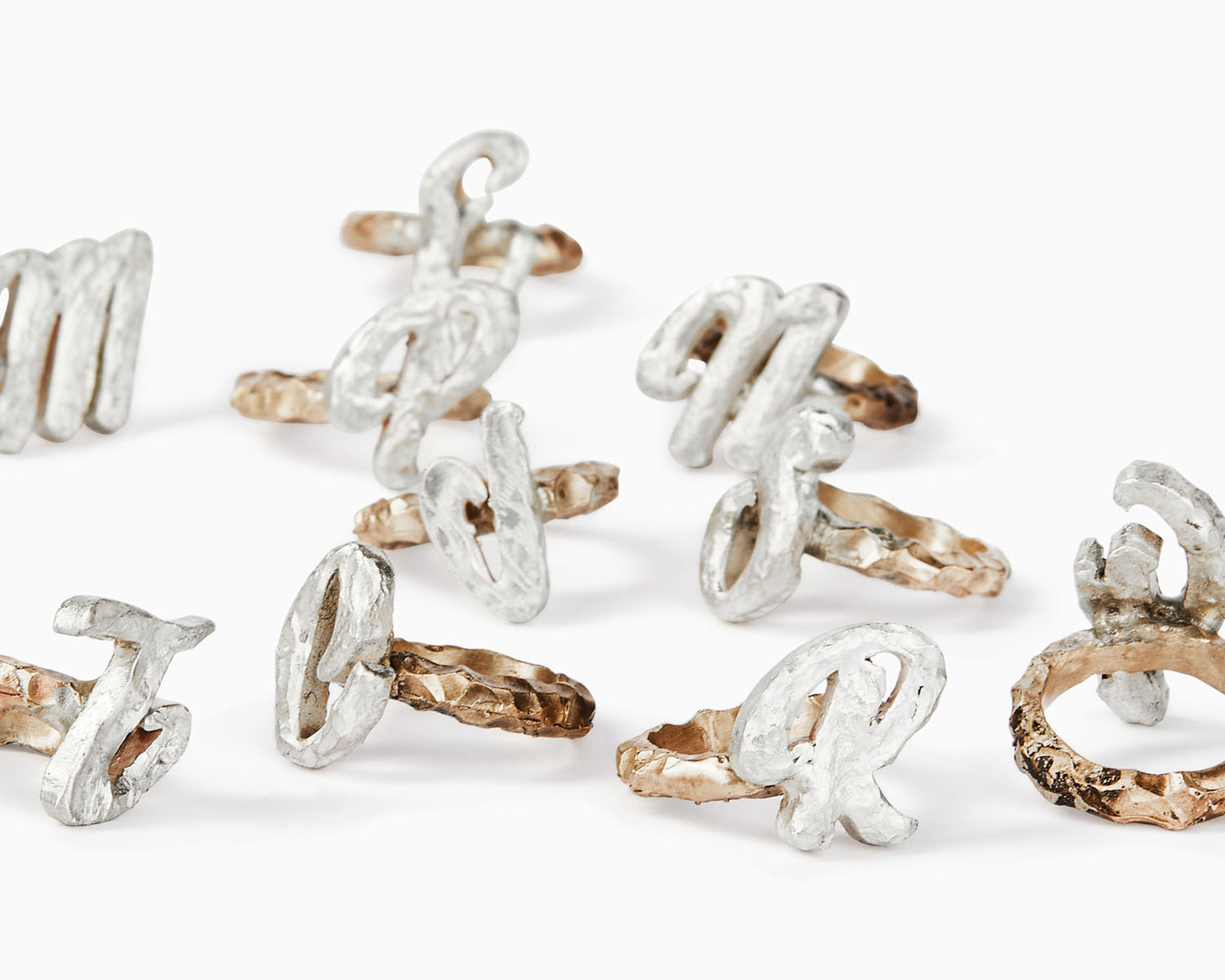 Anello in Bronzo Con Iniziali Argento 925 | ABC