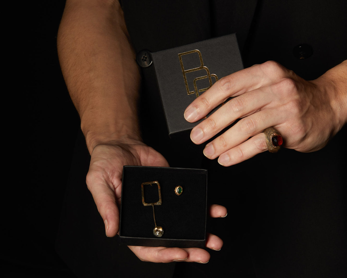 Anello Solitario in Bronzo con Pietra Dura Sintetica | Natura