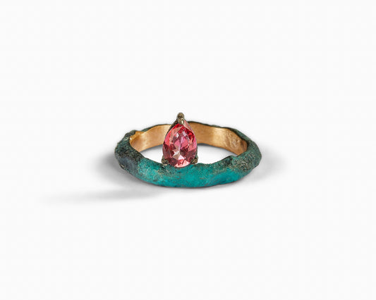 Anello Solitario in Bronzo con Zircone taglio  a Goccia