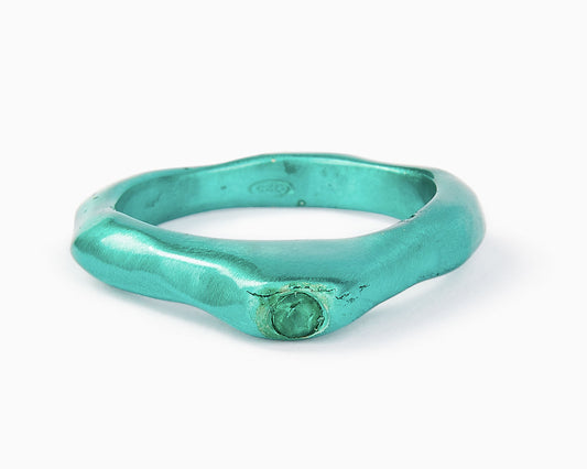 Anello Solitario Argento con Pietre Dure | Anello con Smeraldo